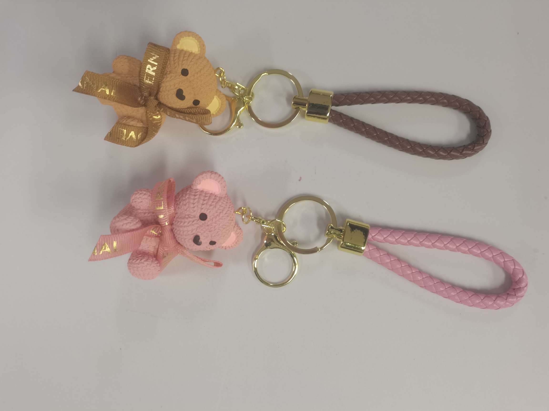 领结熊钥匙扣挂饰扁平钥匙圈饰品挂饰钥匙挂件创意钥匙扣