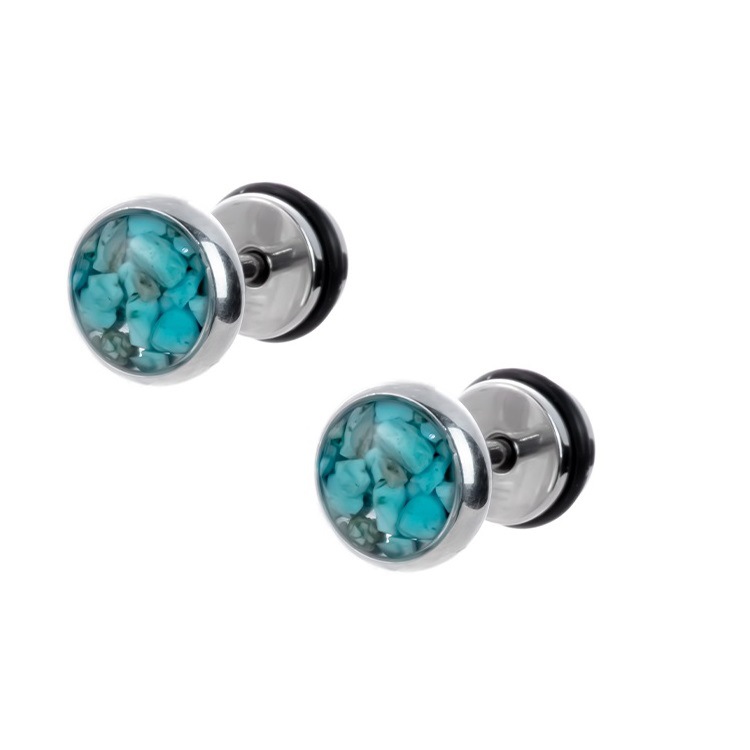 Changsheng Jewelry's turquoise earrings are fashionable and stylish. The stainless steel and light luxury style are suitable for daily wear Item Picture