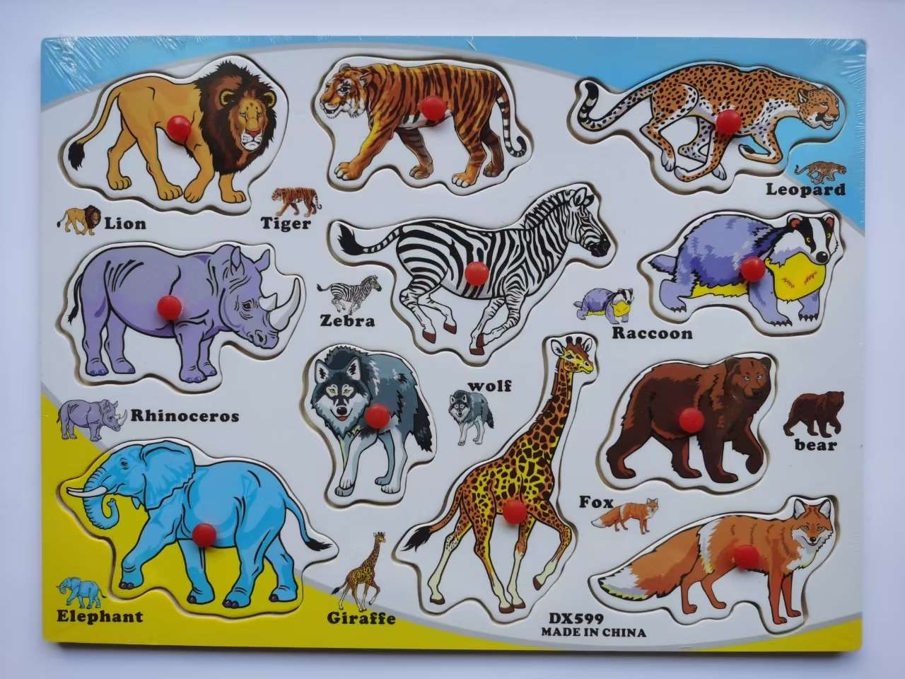 Wooden hand-grabbed board educational toys, children's jigsaw puzzle board, cartoon three-dimensional jigsaw puzzle assembly, fun educational games, suitable for children's learning toys Specification image