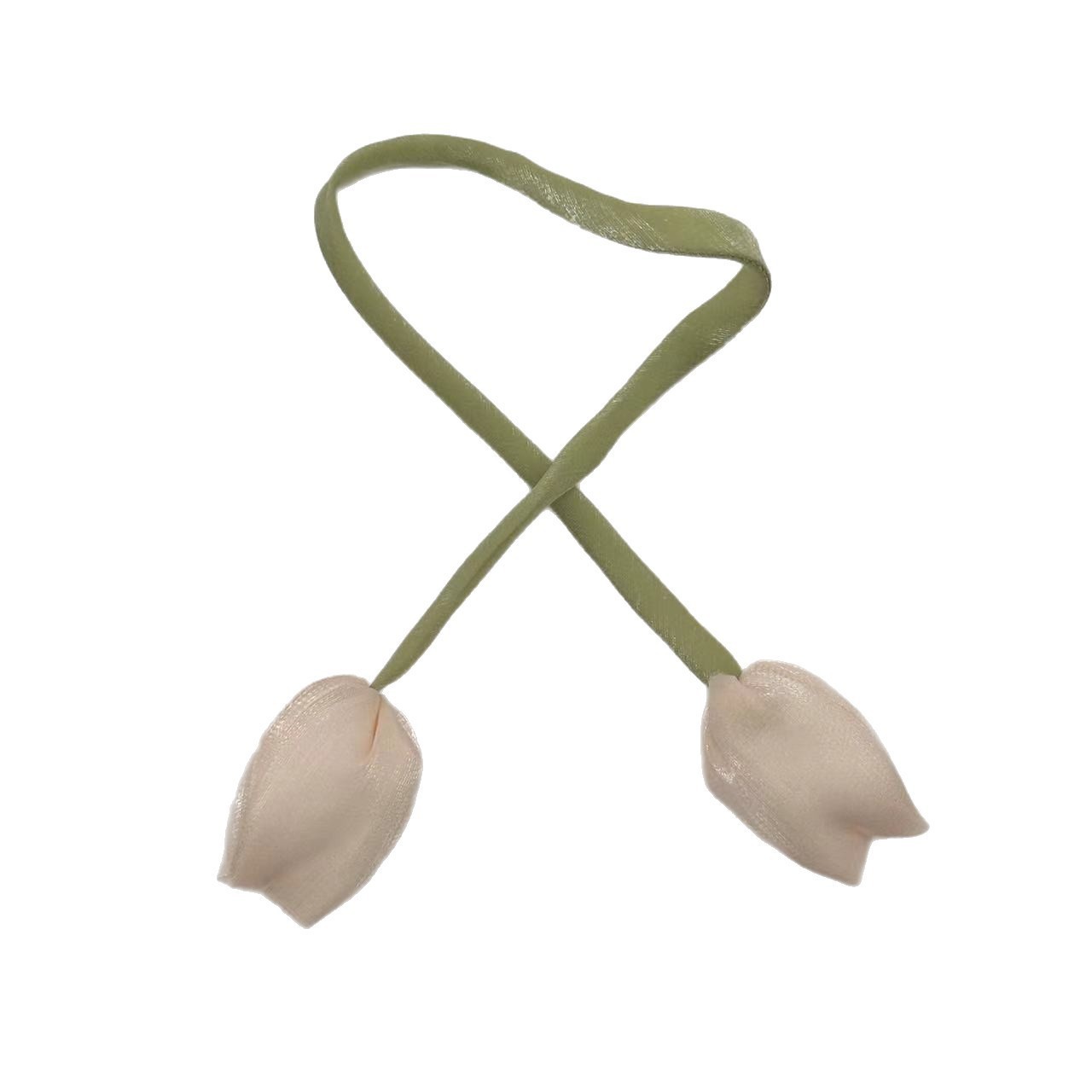 2025母亲节双头郁金香蝴蝶结蛋糕装饰网纱郁金香花苞丝带蝴蝶结