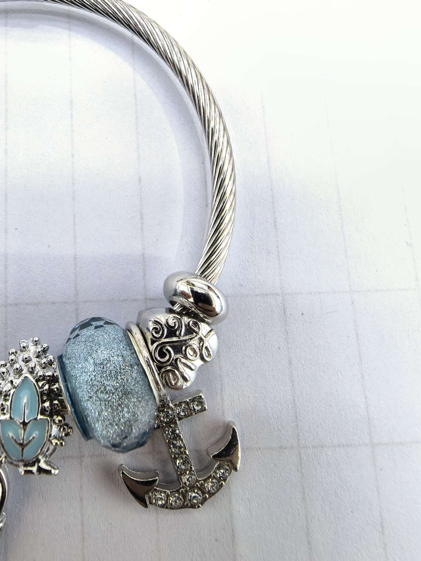 不锈钢手链 钢色手链 可做金色 乌龟挂件 船锚挂件 爱情锁挂件细节图