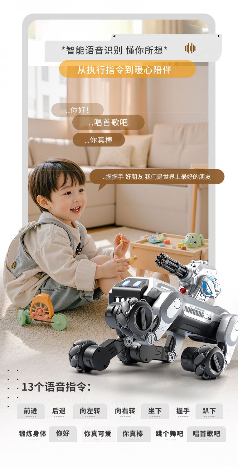 Wuyuan Toy Battle Robot Dog Intelligent 2025 New AI artificial voice control electric toy programming electronic mechanical Dog High-tech export wholesale Foreign trade detail image 8