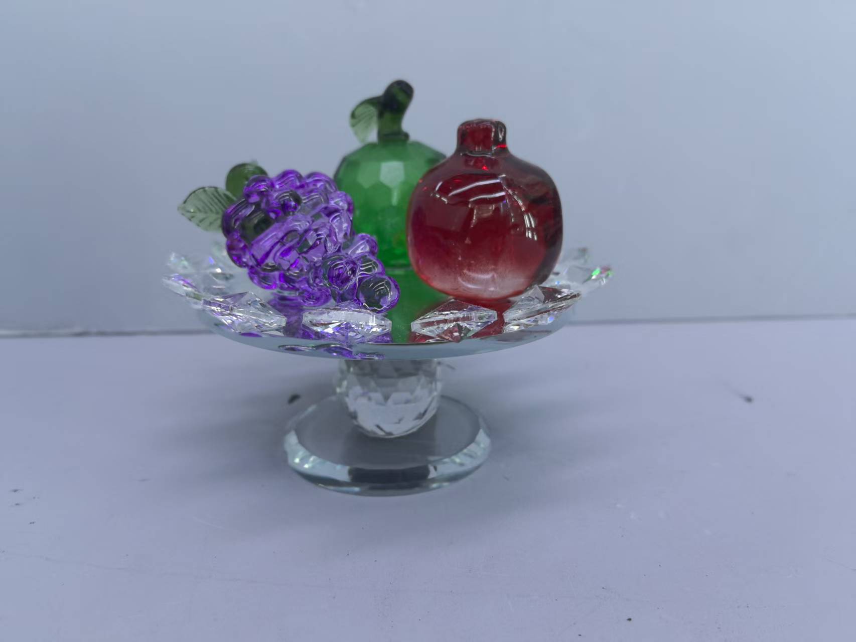 水晶玻璃托盘轻奢长方形托盘家用放茶杯水杯茶盘果盘商用带把手，礼品，摆件