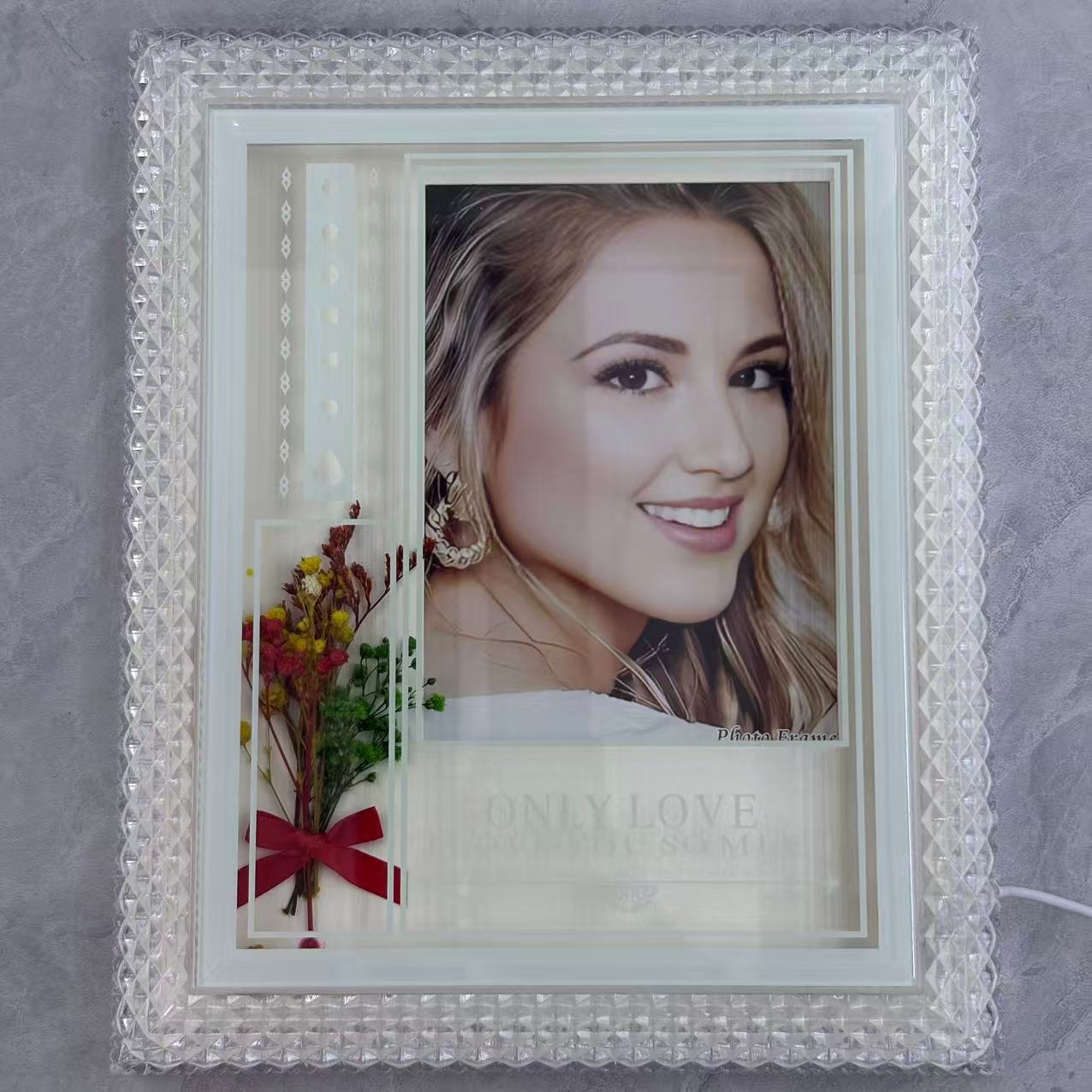 单孔LED塑料相框 暖光灯珠 情人节 母情节小礼物 居家相框装饰 摆台相框 卧室小夜灯3