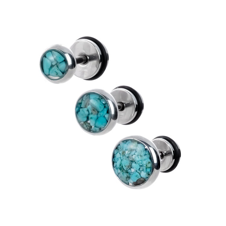 Changsheng Jewelry's turquoise earrings are fashionable and stylish. The stainless steel and light luxury style are suitable for daily wear details Picture