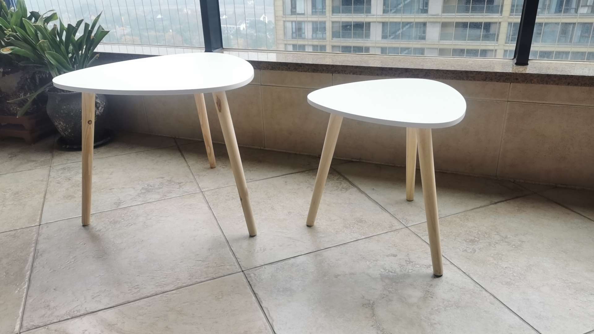 现代简约家装建材客厅家具套装茶几咖啡桌电话桌小茶几白色两件套三角桌细节图