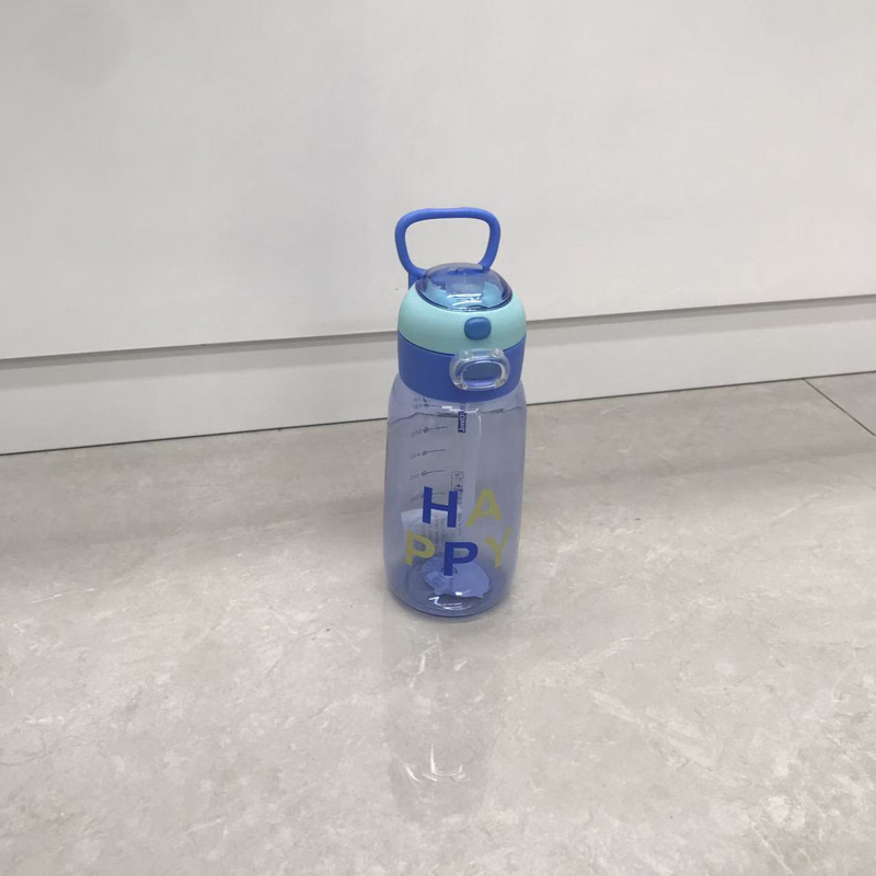 HAPPY字母刻度吸管杯 便携提环防漏水杯 学生大容量可爱ins风高颜值随手杯详情5