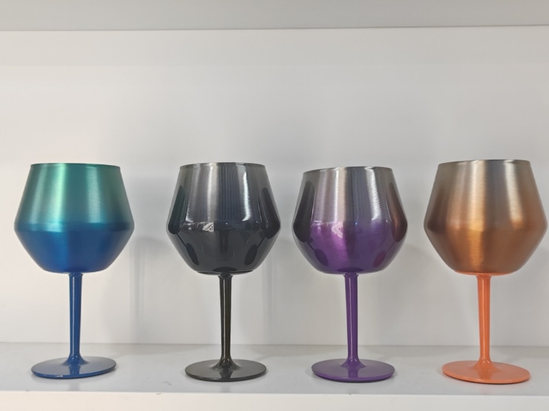 新款304不锈钢高脚杯可拆卸塑件保温保冷酒杯派对杯U型高脚红酒杯