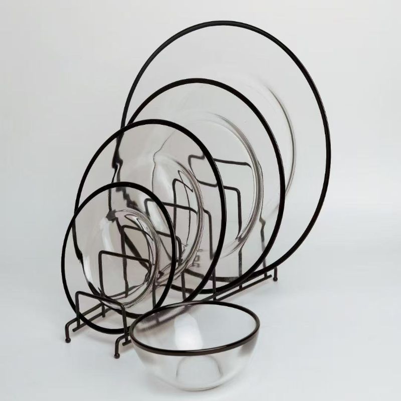 批发手工制作金边绿色玻璃盘子复古感十足早餐盘垫盘跨境热销款