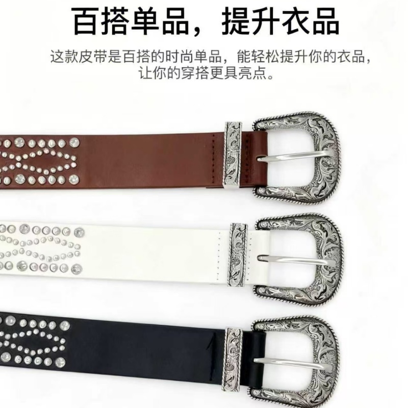 皮带辣妹女款铆钉金属扣裤带千禧风美式复古重工朋克黑色腰带详情8