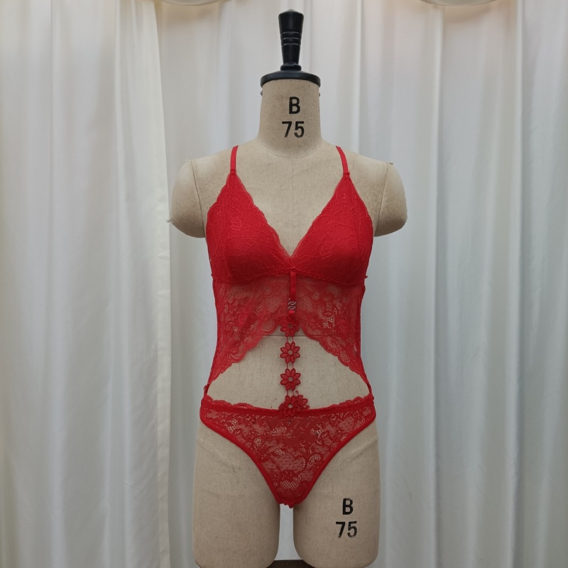 Lace halter sexy jumpsuit underwear underpants one-piece lace corset underwear full lace semi-see-through pajamas Item Picture
