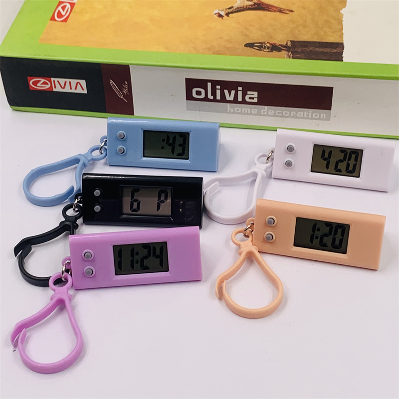 新款三角迷你小时钟简约儿童考试学习数字电子表便携背包挂件