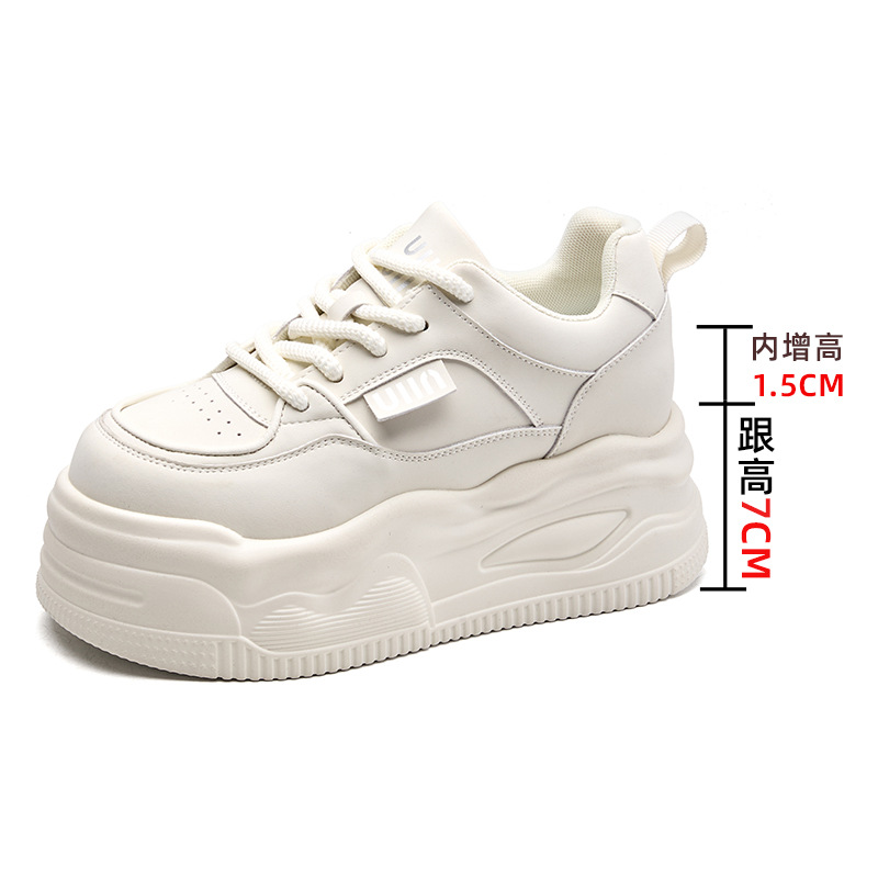 women's casual pumps 7cm thick sole height increasing white shoes women's shoes all-match small sports casual borad shoes undefined