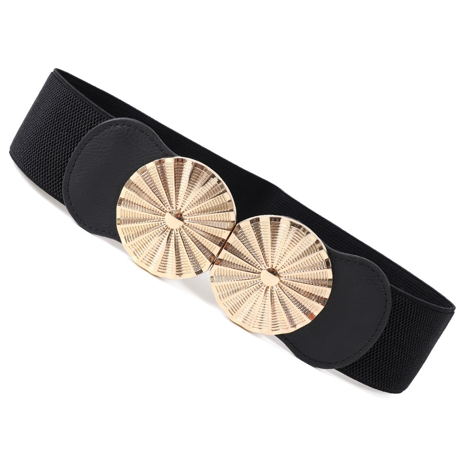 腰带女百搭装饰松紧腰封女款高级感连衣裙束腰圆形对扣弹力宽腰带