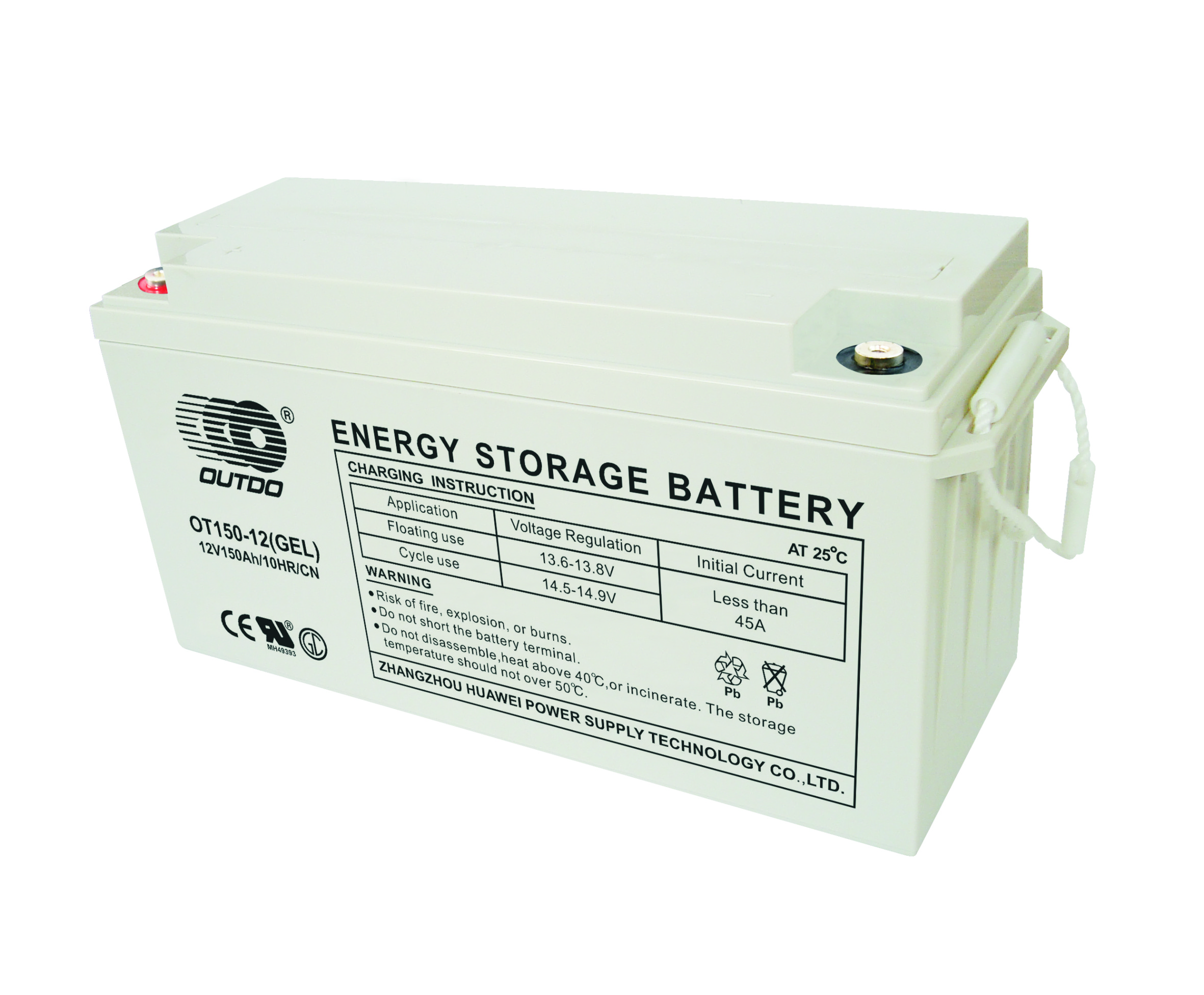 厂家直出奥特多(OUTDO)华威大密胶体蓄电池OT150-12(GEL)  12V150A  可用于太阳能风能电力系统