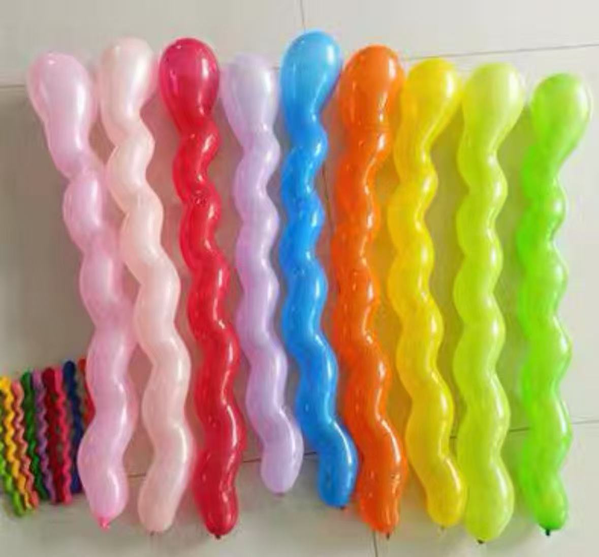 卡装龙球气球螺丝螺旋波浪旋转气球婚礼酒吧开业派对异形彩色长条细节图