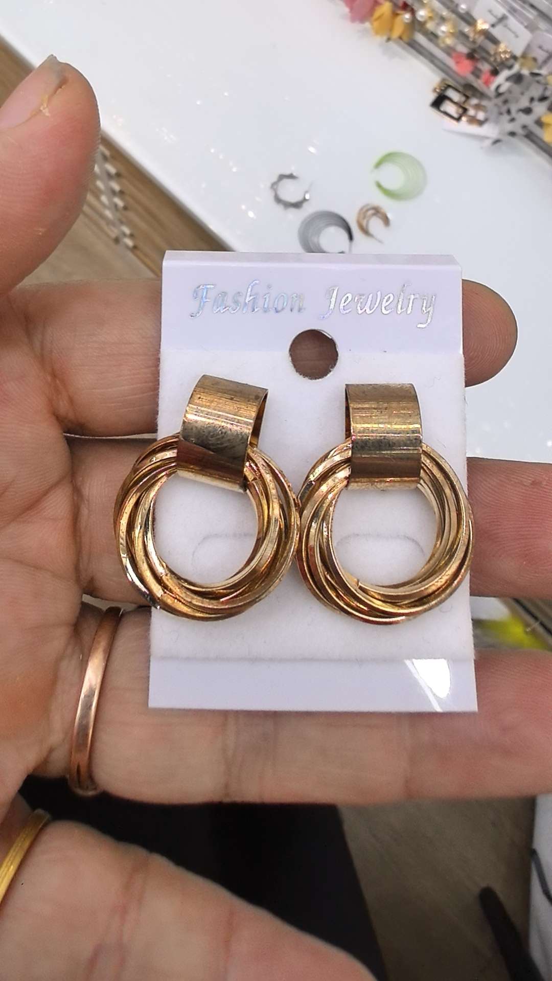 爆款合金太阳花 树叶款电镀金色银色耳饰耳钉详情图5