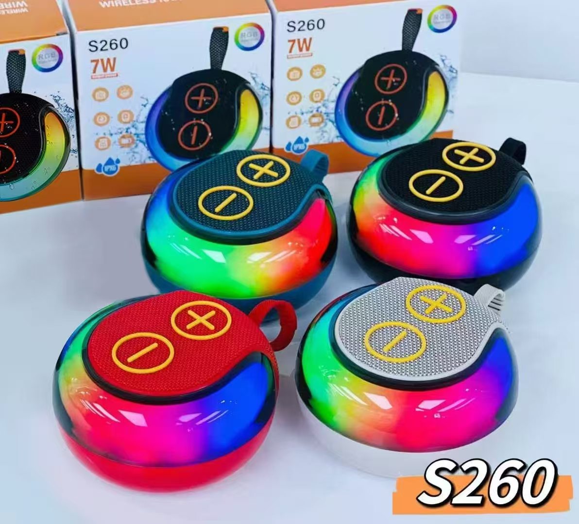 炫彩灯跨境手提便携蓝牙音箱户外迷你低音炮音箱插卡蓝牙小音响