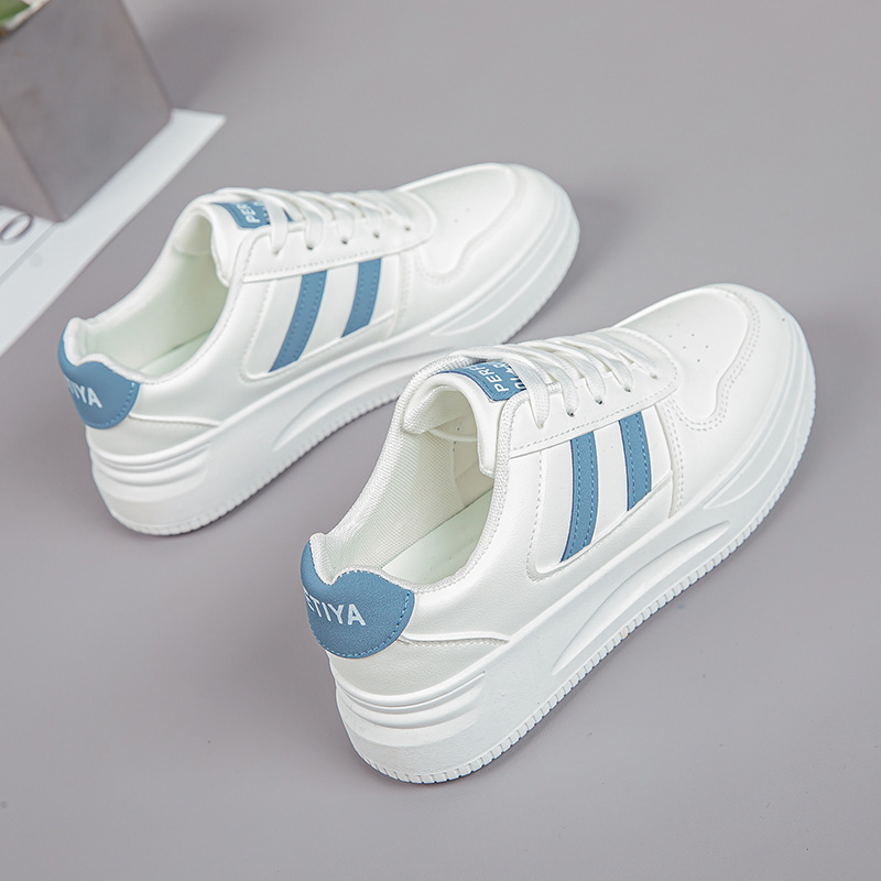 2025 hot spring and autumn light white shoes leather heighten soft bottom women's breathable platform sports casual shoes for women undefined