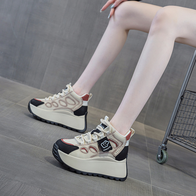 platform dad shoes women's 2025 new internet celebrity explosion board fleece-lined high-top casual fashion all-matching small women's shoes undefined