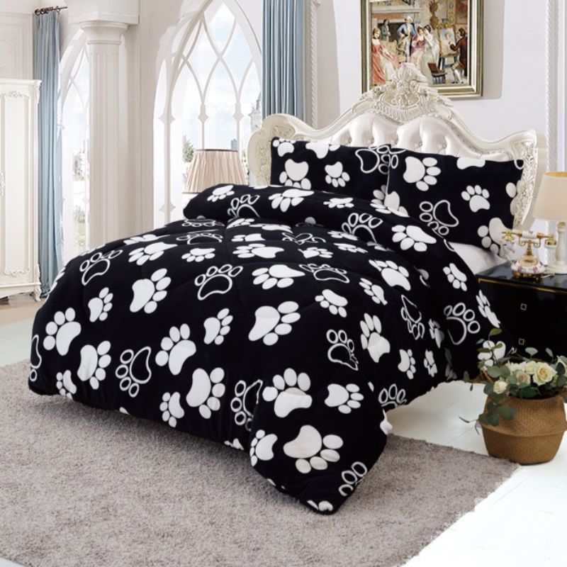 厂家直销批发印花牛奶绒四件套冬季床上用品套件