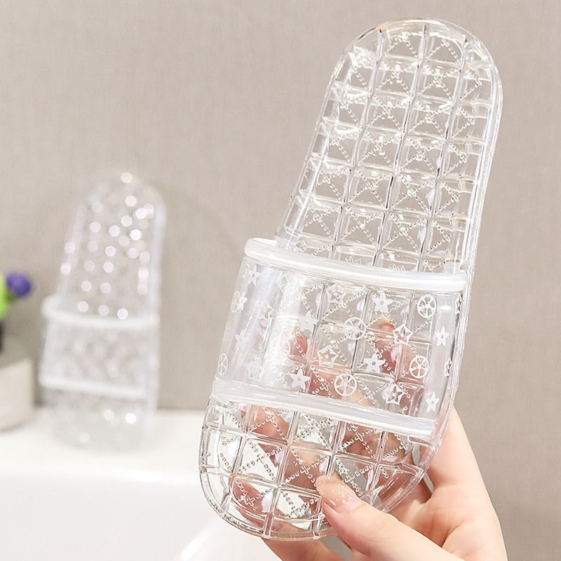 Transparent crystal parent-child slippers for men, simple summer home, classic and trendy indoor style for couples, lightweight household one-shoulder flip-flops, 132 Item Picture