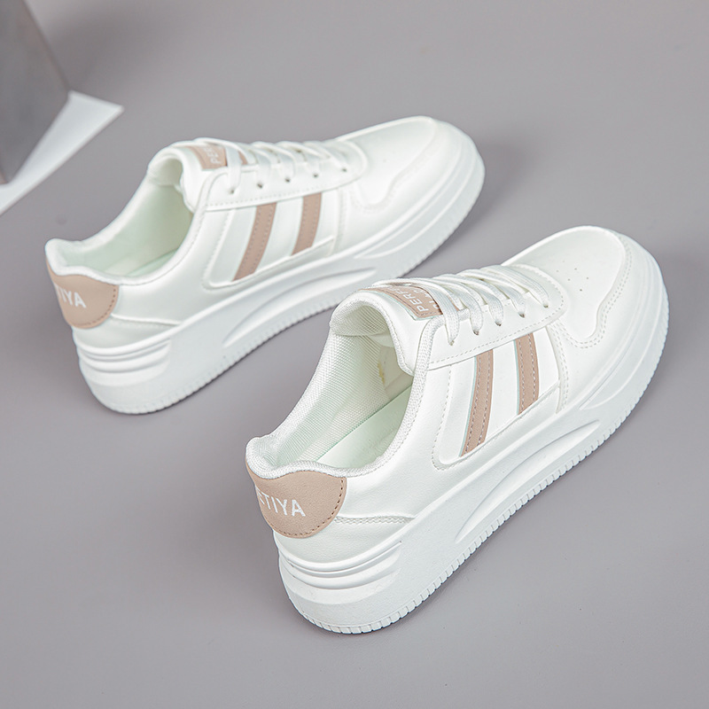 2025 hot spring and autumn light white shoes leather heighten soft bottom women's breathable platform sports casual shoes for women undefined