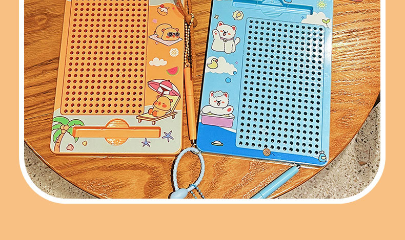 Original Capibara magnetic steel ball drawing board keychain, cute cartoon capybara, fun little toy schoolbag pendant detail image 7