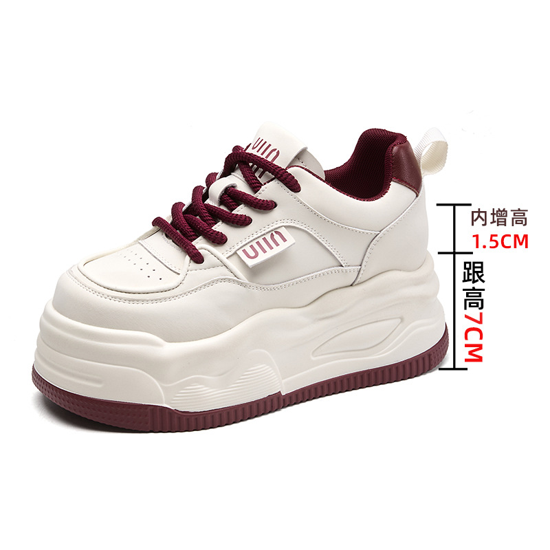 women's casual pumps 7cm thick sole height increasing white shoes women's shoes all-match small sports casual borad shoes undefined