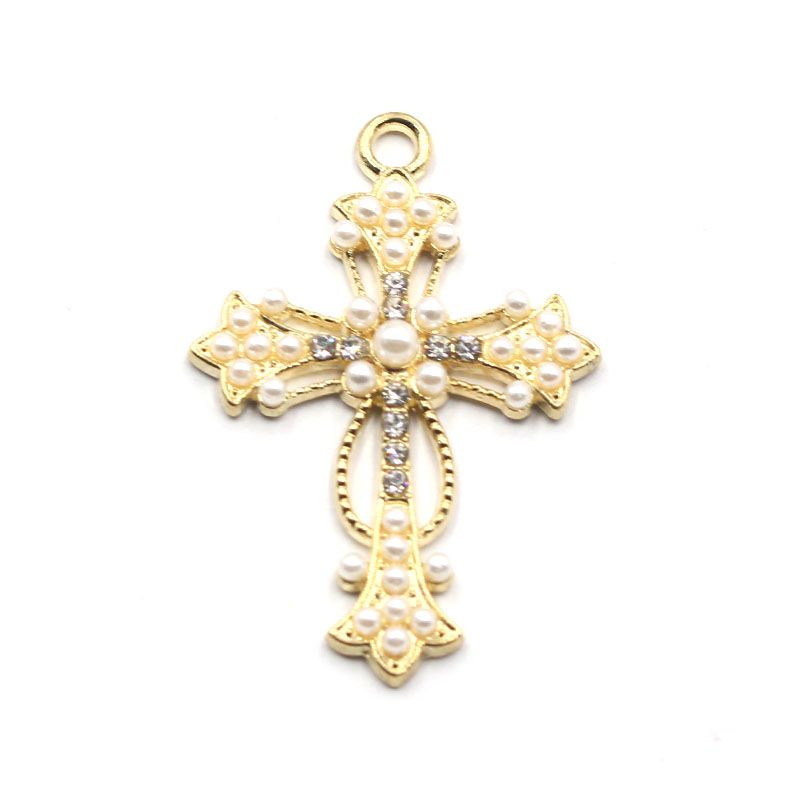23*34MM alloy retro pearl cross necklace pendant, keychain decorative pendant Application Scenario