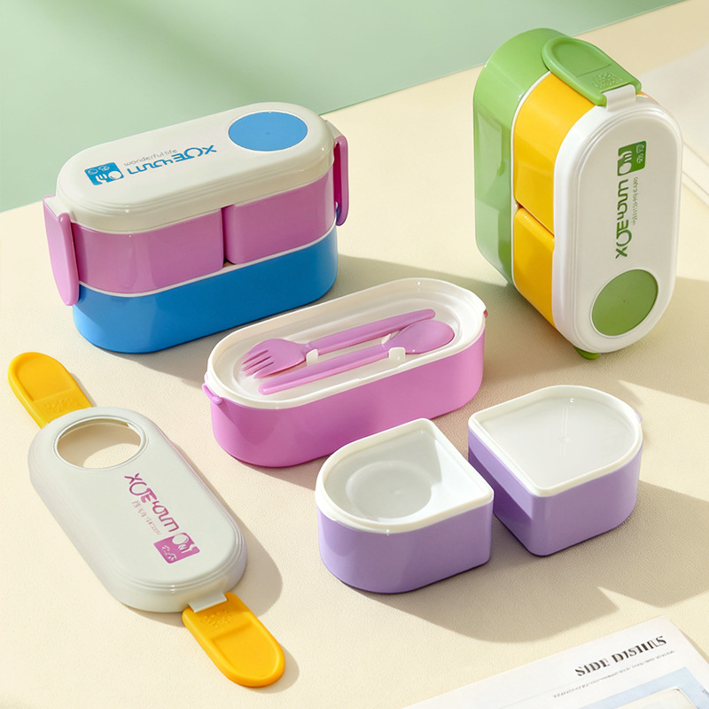 H226-615 Student compartment-specific fat-reducing portable plastic lunch box, large-capacity portable tableware with dipping sauce box, lunch box