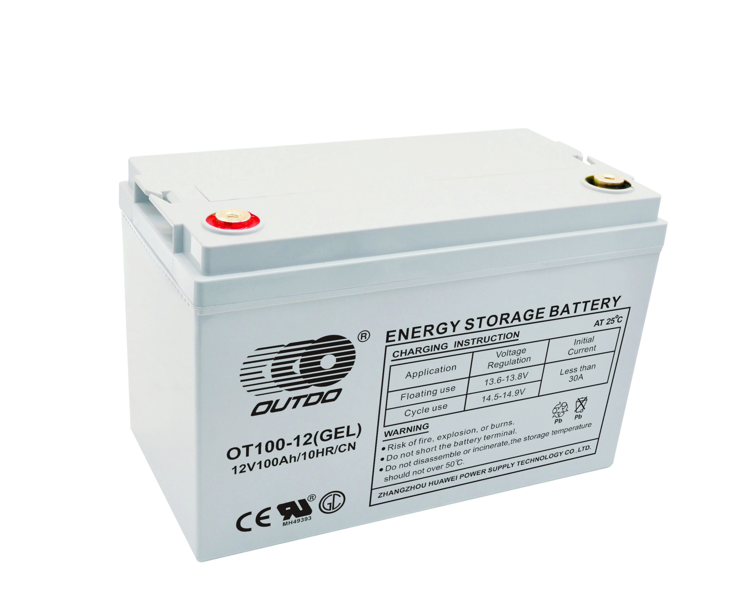 厂家直出奥特多(OUTDO)华威大密胶体蓄电池OT100-12(GEL)  12V100A  可用于太阳能风能电力系统