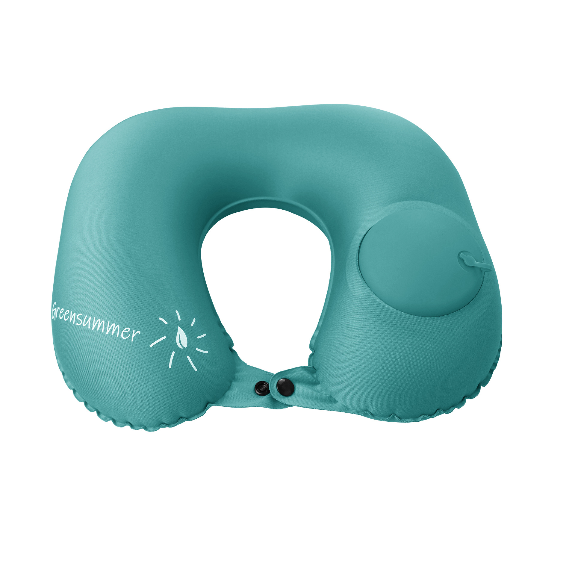 工厂直贡户外野营按压U型按摩枕 飞机火车长途颈枕睡觉神器  充气枕充气头枕充气颈枕 复合TPU新品可印logo