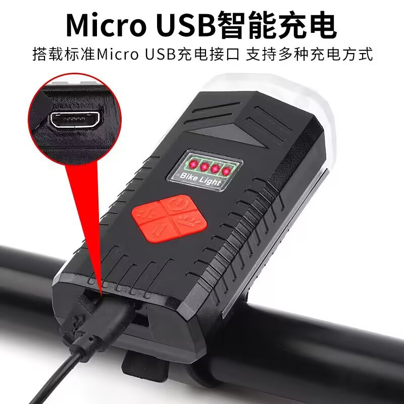 Bicycle headlights, high-brightness mountain bike lights, waterproof LED high-brightness warning, gemstone taillights, USB charging, cycling accessories details Picture