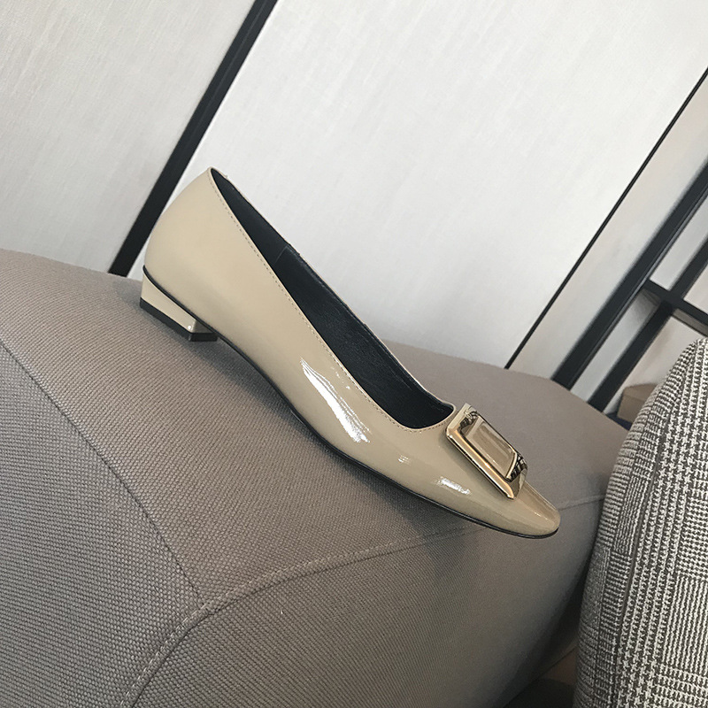 r high heels women's square buckle shoes square toe elephant gray chunky heel patent leather bridesmaid pumps commuter shoes wedding shoes shallow mouth women undefined