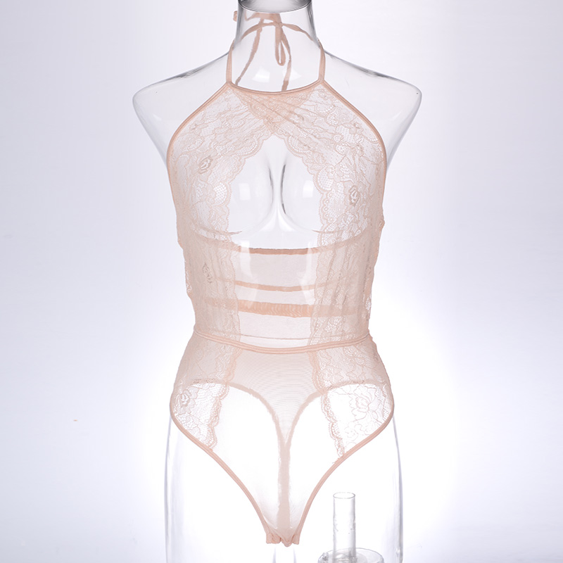 Hot girl lace hollowed-out halter top summer sexy slimming underwear Sexy lace semi-transparent one-piece underwear Item Picture