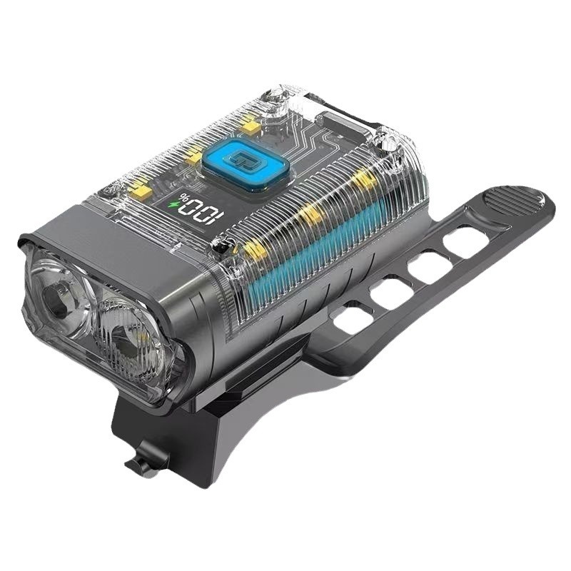 The new dual T6 high and low beam bicycle headlight type-c charging with digital display high-lumen outdoor cool cycling light Item Picture