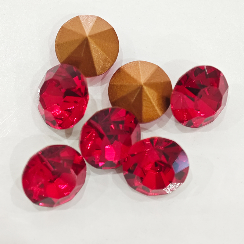 厂家直销仿捷克47号大红彩圆形尖底钻 超闪10.7mm戏曲头饰DIY配件