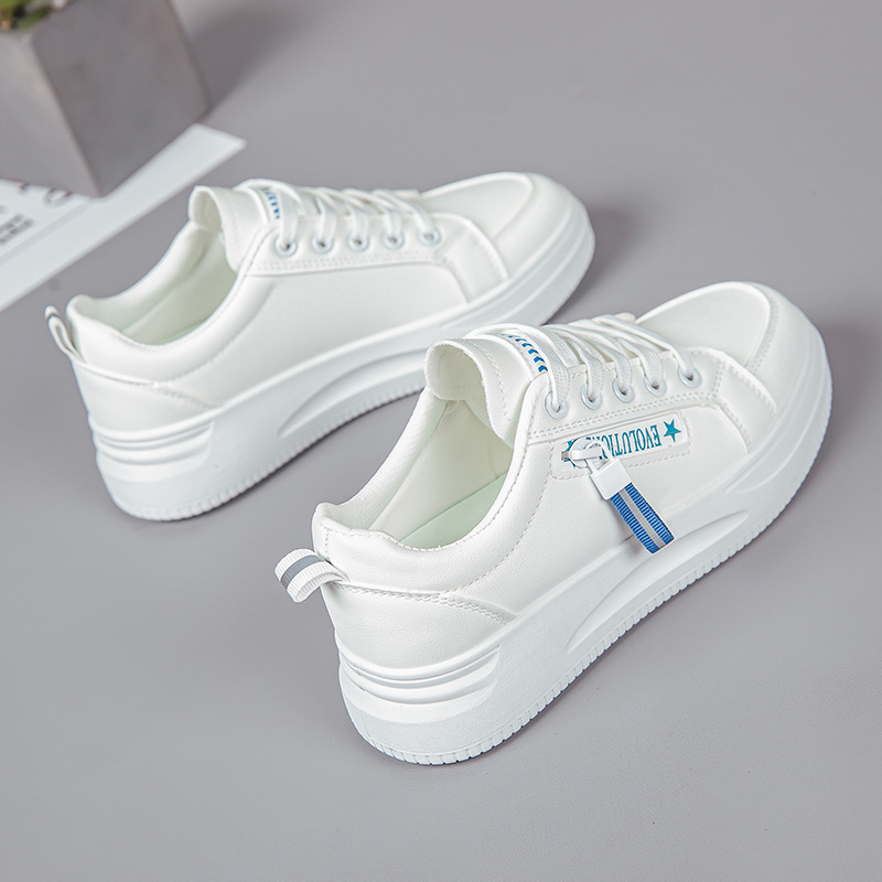 2025 hot spring and autumn light white shoes leather heighten soft bottom women's breathable platform sports casual shoes for women undefined