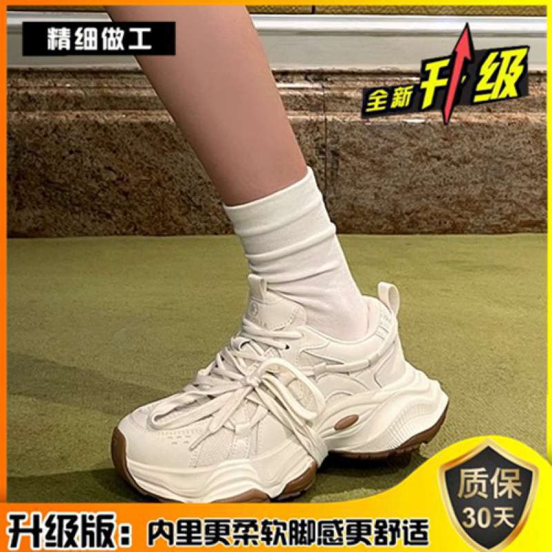 real soft leather platform sneakers for women summer new fashion versatile popular breathable thin daddy shoes undefined