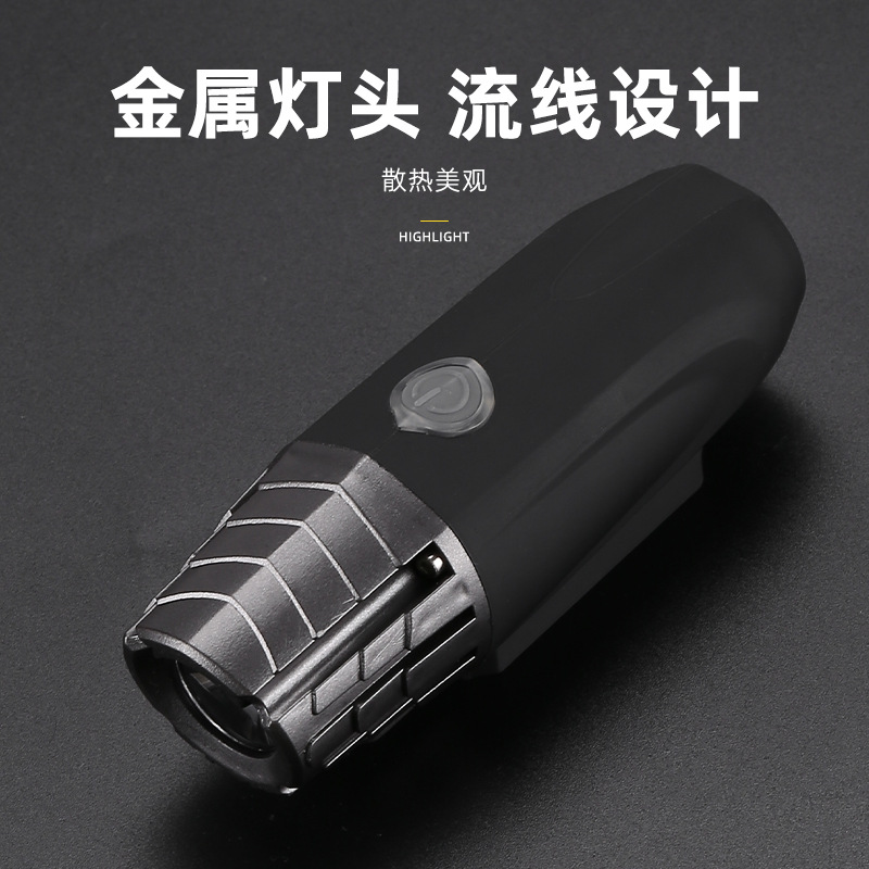 新款前灯高亮山地车前灯防水LED警示灯宝石尾灯USB充电前灯详情5