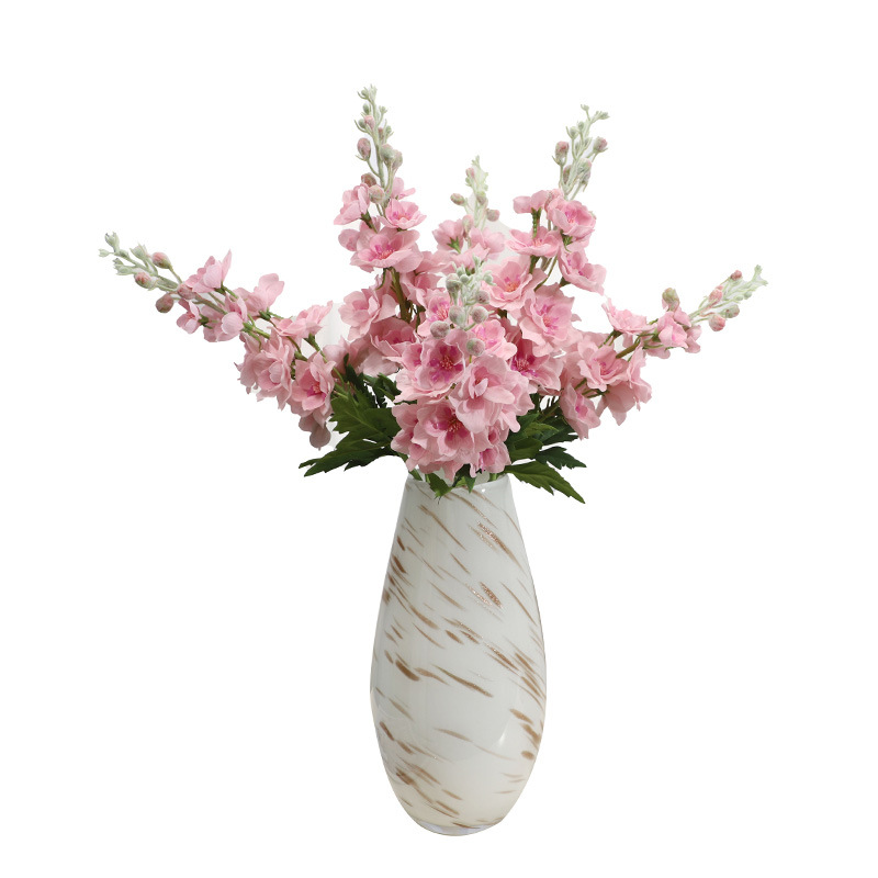 航宾高端手感保湿飞燕草仿真花束家居客厅落地装饰摆件假花批发白底实物图