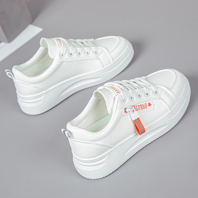 2025 hot spring and autumn light white shoes leather heighten soft bottom women's breathable platform sports casual shoes for women undefined