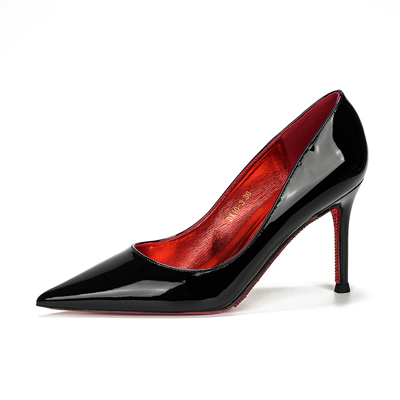 nude rhinestone red bottom side empty all-inclusive stiletto high heels women pointed toe shallow mouth sexy temperament all-match high-grade not tired feet undefined