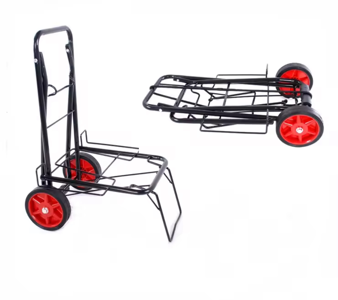 Large Folding Red-Wheeled Small Trolley For Household Express Delivery, Light And Convenient, Hand-Pulled Trolley, Luggage Trolley, Handlebar Trolley, And Grocery Shopping Trolley Specification drawing