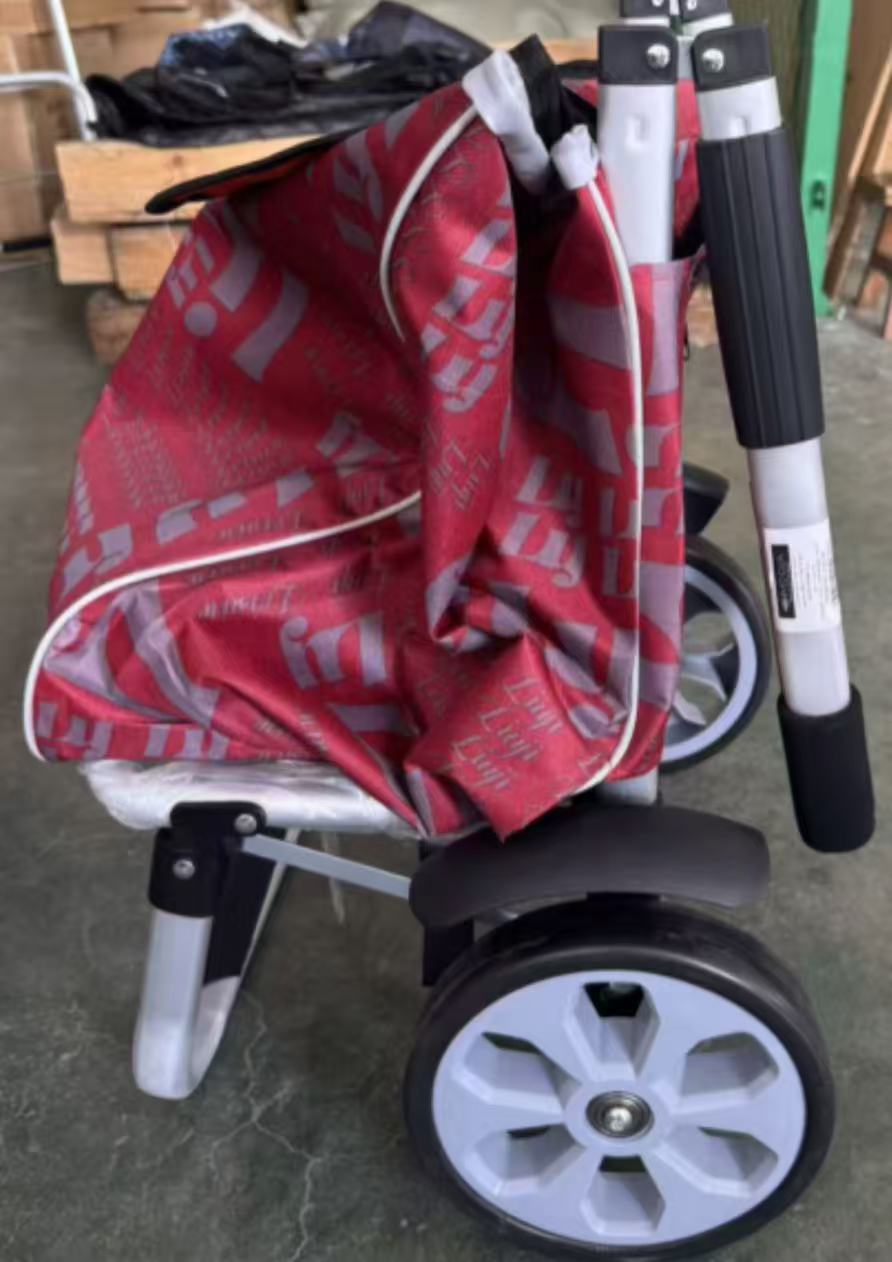 Foldable portable aluminum alloy shopping cart with baffle, hand-pulled cart, Niu Tou model grocery shopping cart, lightweight foldable handcart, small trolley, aluminum alloy shopping cart, a must-have for grocery shopping details Picture