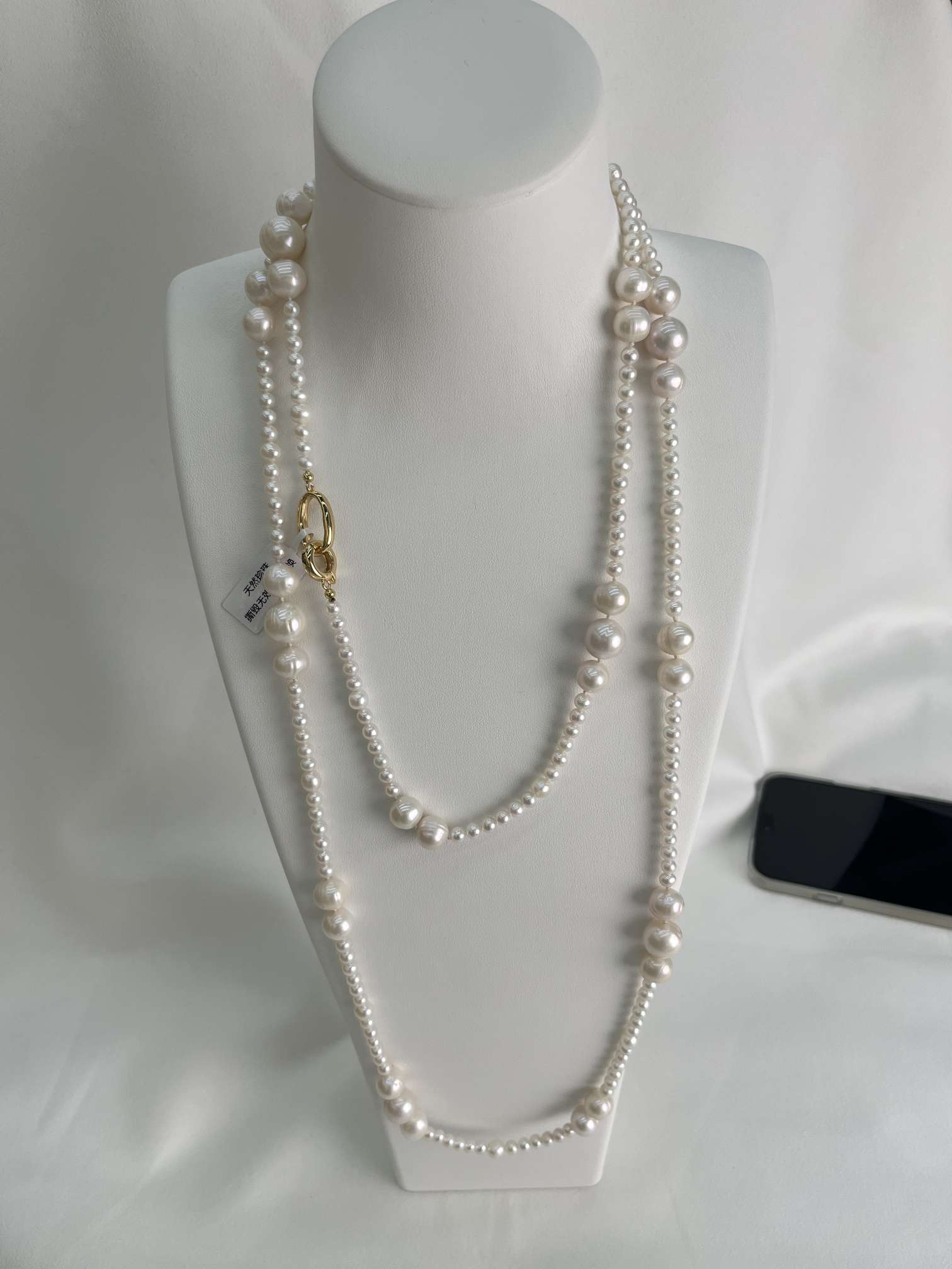 120cm multi-layer natural pearl sweater chain with fashionable design, multiple ways to wear