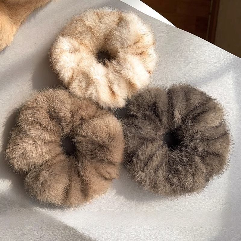Imitation mink large intestine ring, Korean-style patchwork headwear, hair accessory, hair clip, versatile, simple and fashionable hair band, women's hair accessory detail image 8