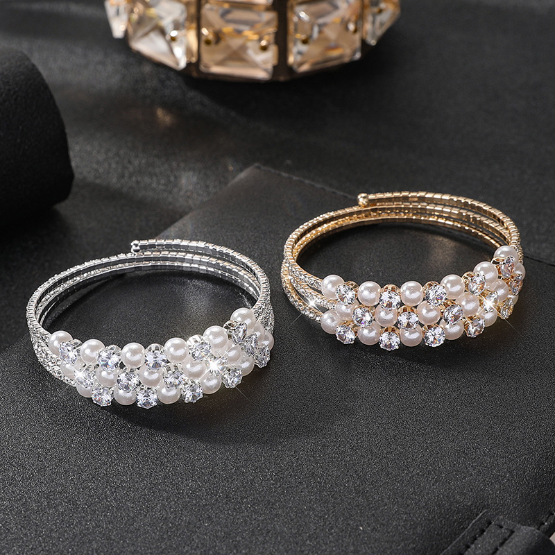 3排水钻珍珠锆石手镯