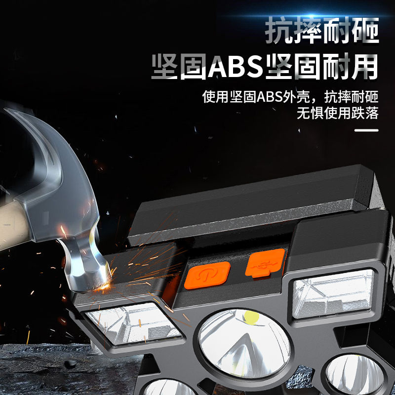5led high-intensity headlights, bicycle lights, cycling battery lights, delivery and takeout charging high-intensity flashlights, night cycling lights, supply chain wholesale details Picture